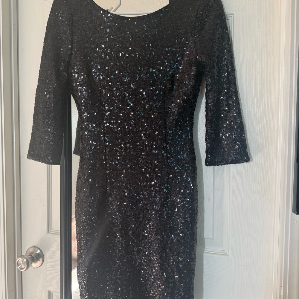 Lulu's Black Sequin Long Sleeve Dress